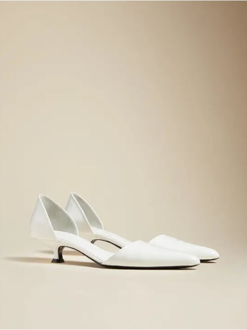Khaite The Seville D’Orsay Pump in White Patent Leather